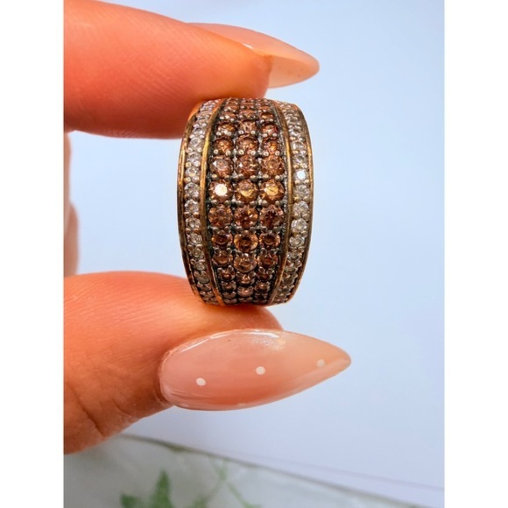 Brown Pavé Crystal Wide Band Ring - Unbranded